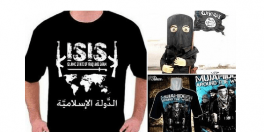 Selección de algunos de los productos de merchandising de ISIS a la venta en Facebook. Fuente: Daily Mail