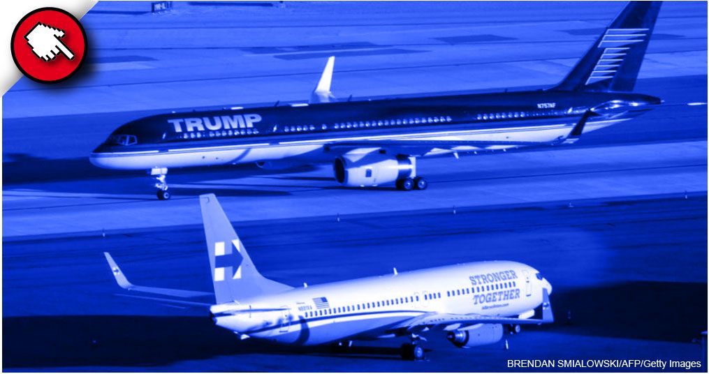 Aviones de Donald Trump y Hillary Clinton, gráfico interactivo