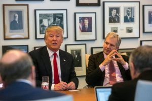 Donald J. Trump on Tuesday with Arthur Sulzberger Jr., the publisher of The New York Times