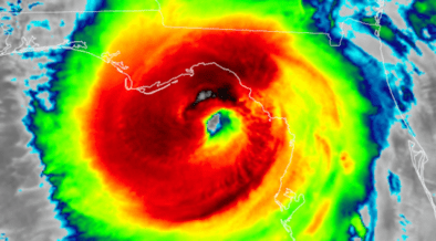 Imagen de satélite del Huracán Helene a su paso por Estados Unidos.