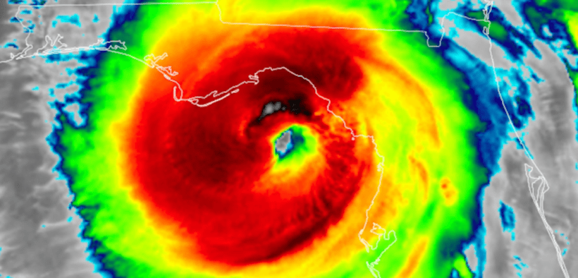 Imagen de satélite del Huracán Helene a su paso por Estados Unidos.